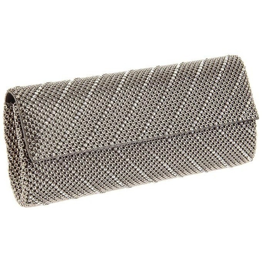 Whiting & Davis Silver tone and Crystal Evening Clutch Celestial Bling Metal